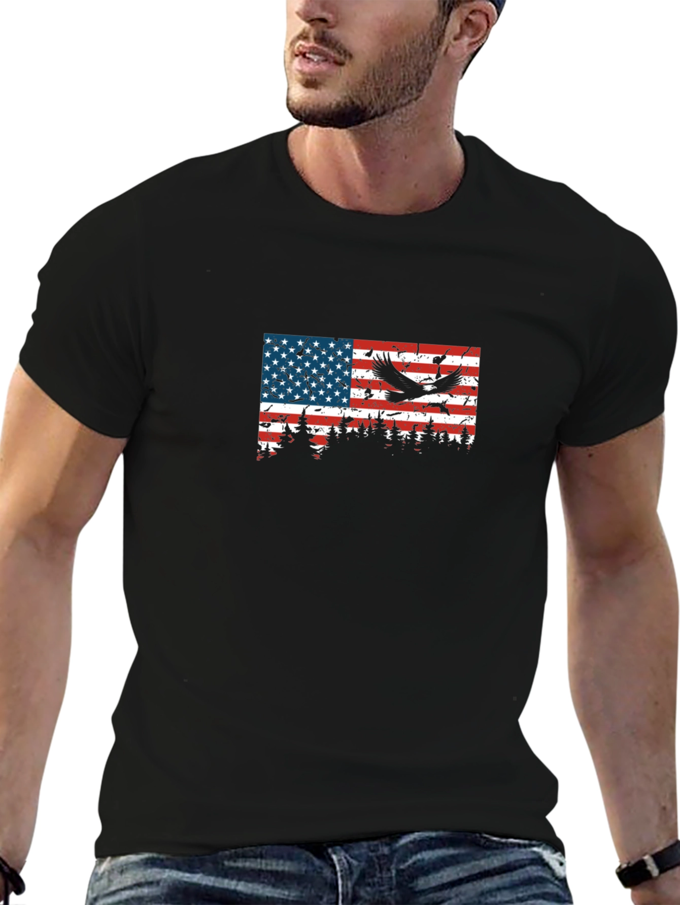 American Flag Eagle Graphic T-Shirt