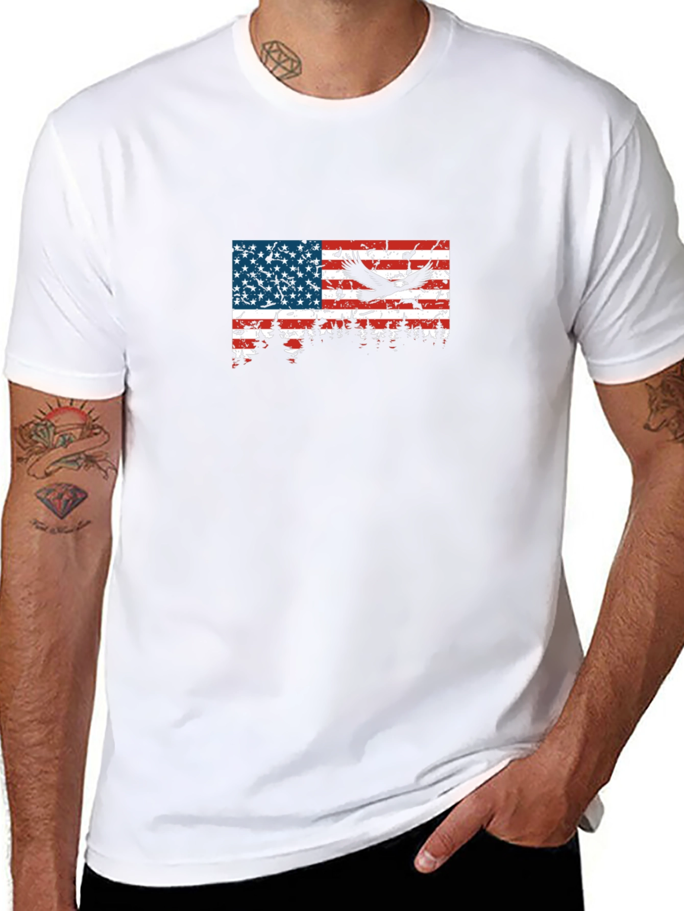 American Flag Eagle Graphic T-Shirt