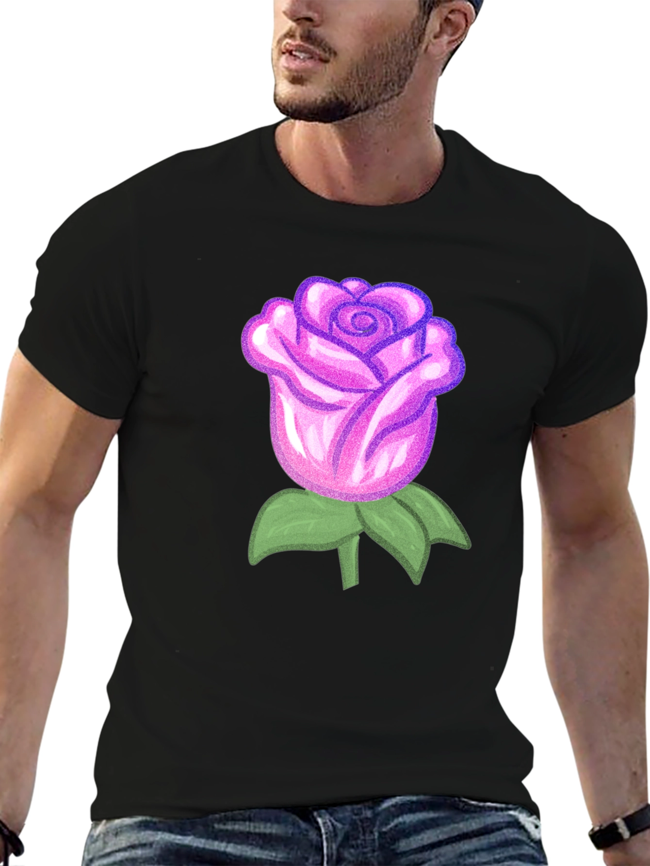 Rose Graphic Black T-Shirt