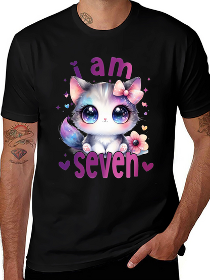 I am Seven Kitten Birthday T-Shirt