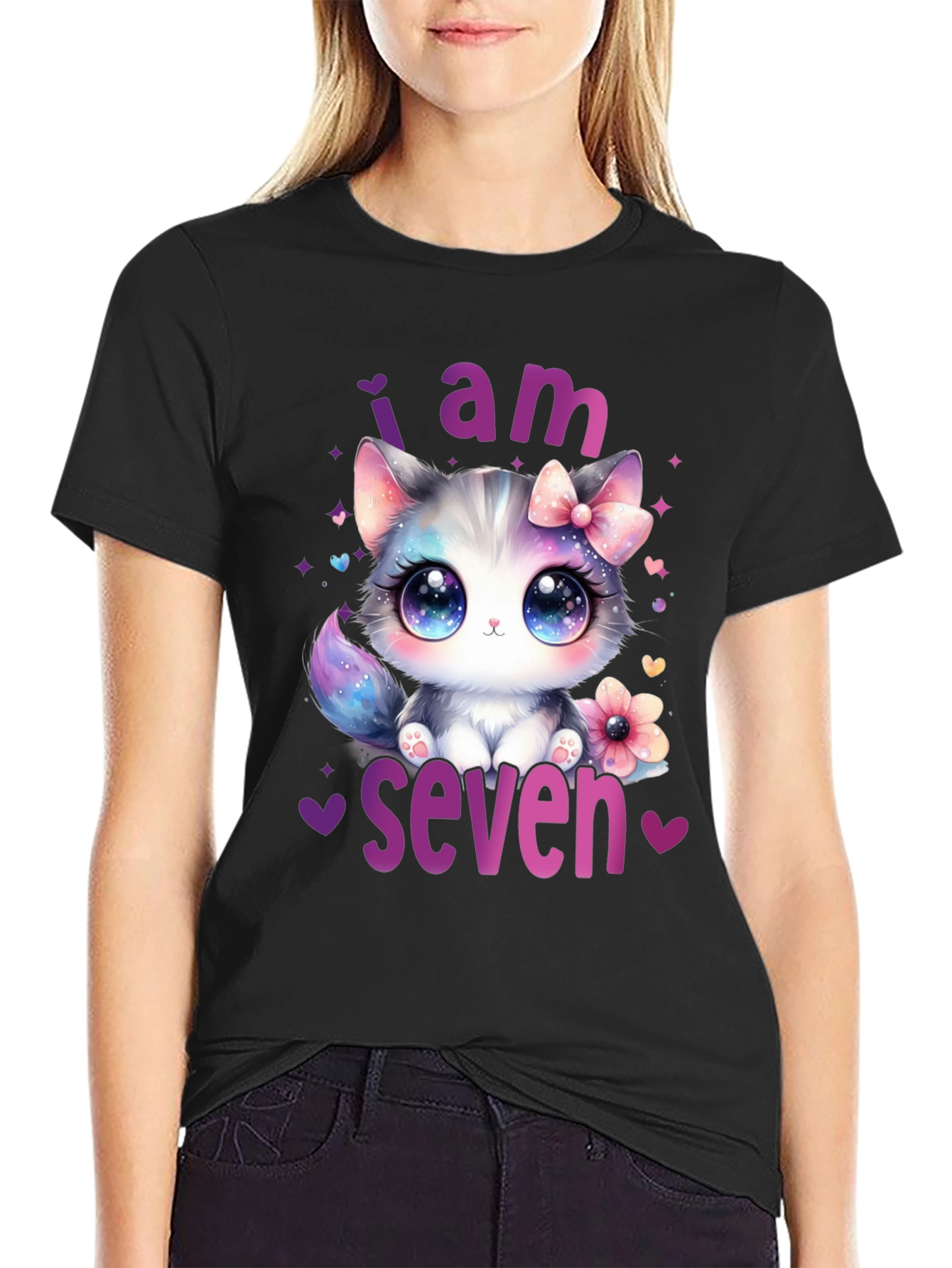 I am Seven Kitten Birthday T-Shirt