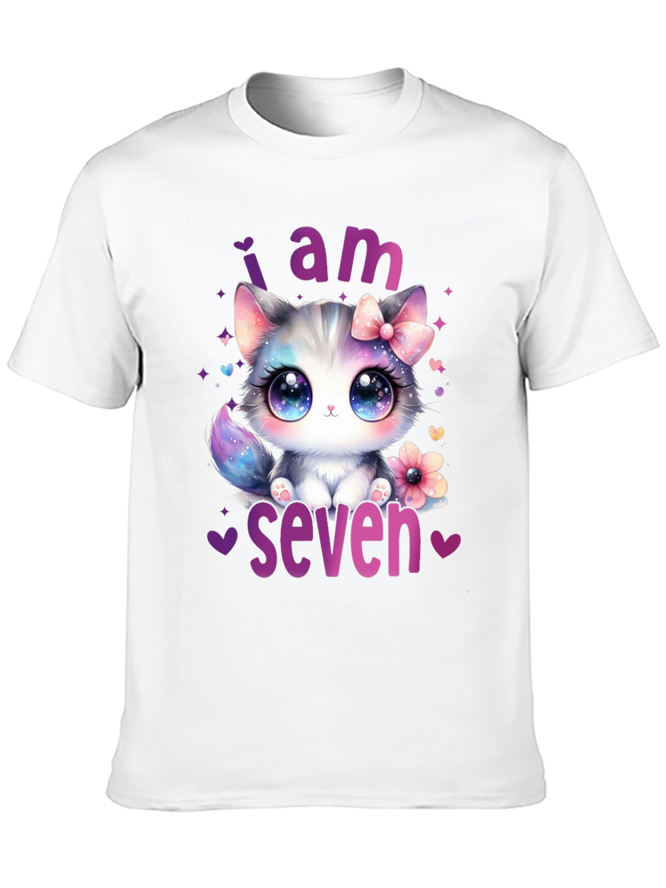I am Seven Kitten Birthday T-Shirt