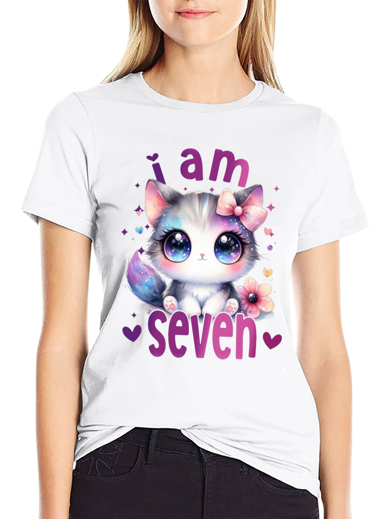 I am Seven Kitten Birthday T-Shirt