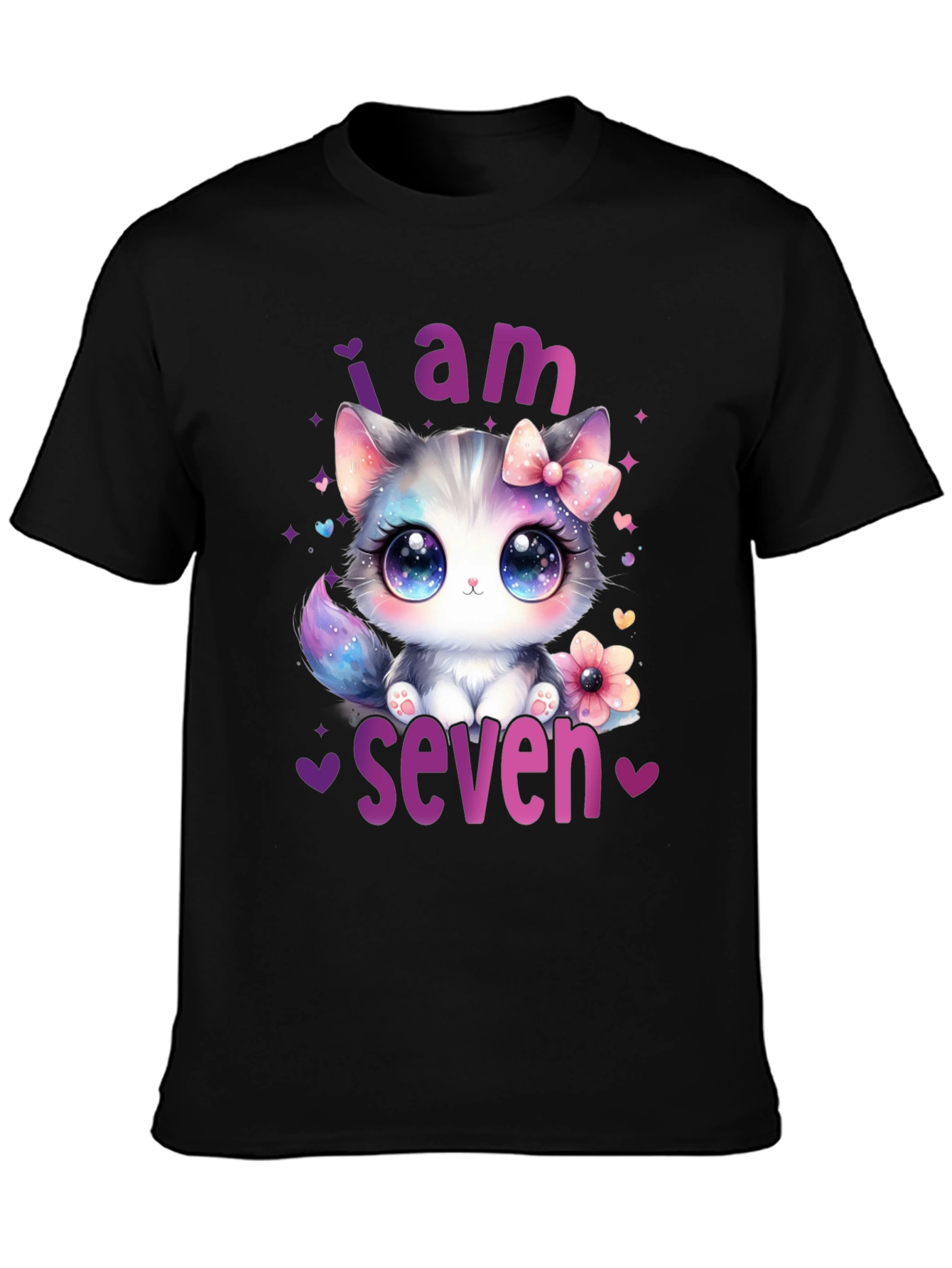 I am Seven Kitten Birthday T-Shirt