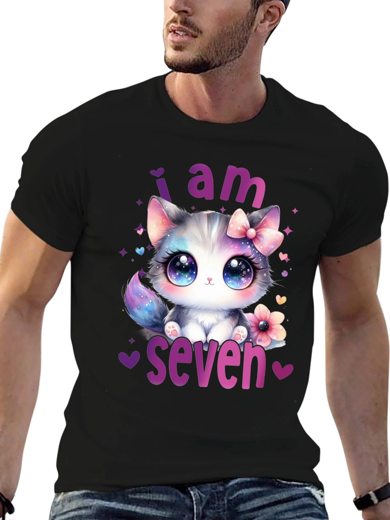 I am Seven Kitten Birthday T-Shirt