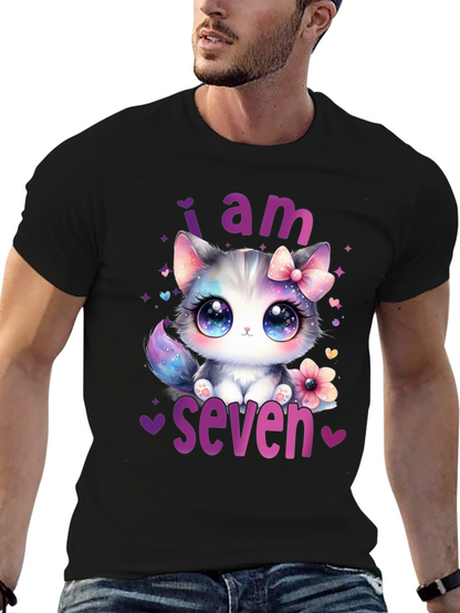 I am Seven Kitten Birthday T-Shirt