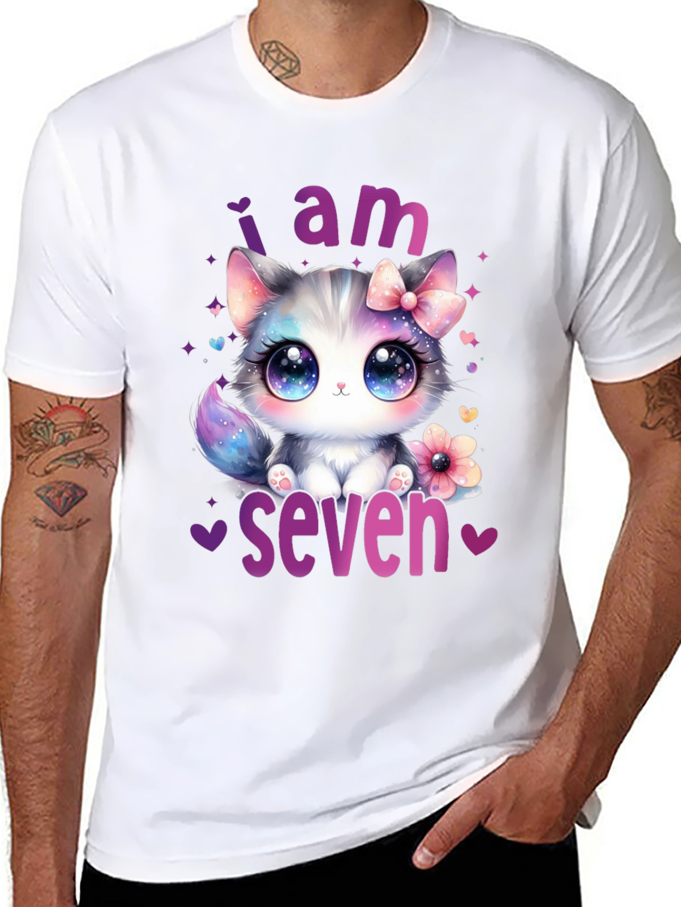I am Seven Kitten Birthday T-Shirt