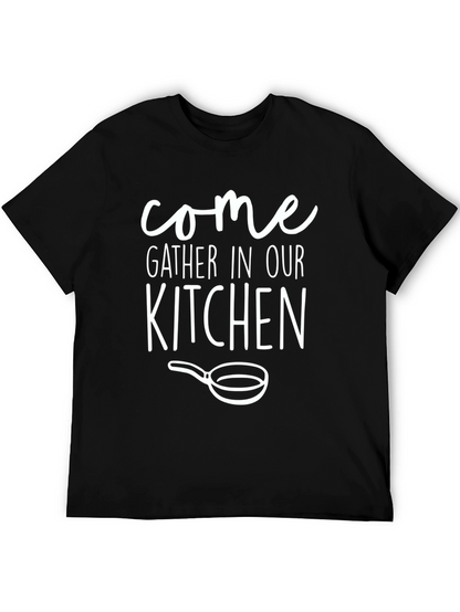 Come Gather In Our Kitchen Black Graphic Tee