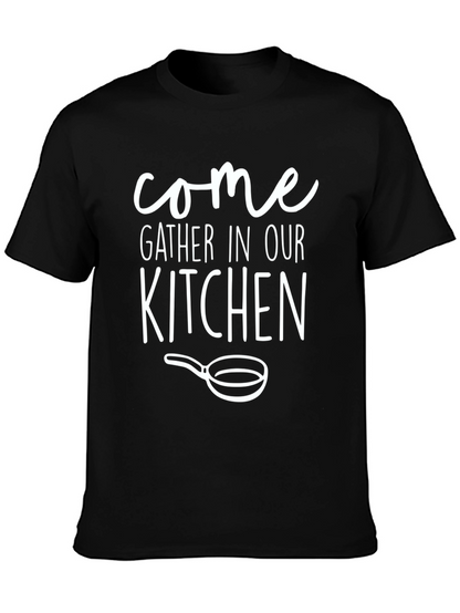 Come Gather In Our Kitchen Black Graphic Tee