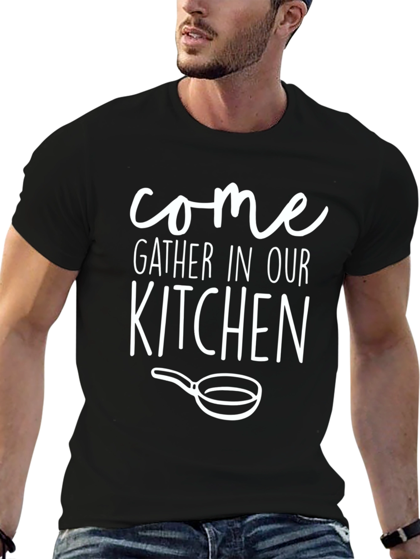 Come Gather In Our Kitchen Black Graphic Tee