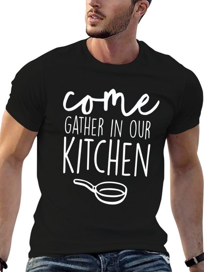 Come Gather In Our Kitchen Black Graphic Tee