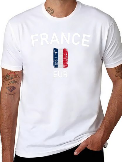 France Flag T-Shirt - Black Cotton Tee