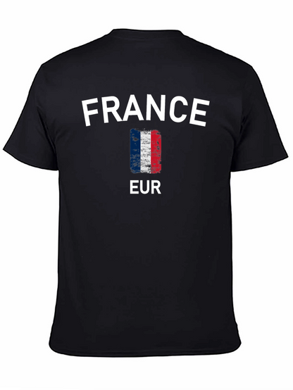 France Flag T-Shirt - Black Cotton Tee