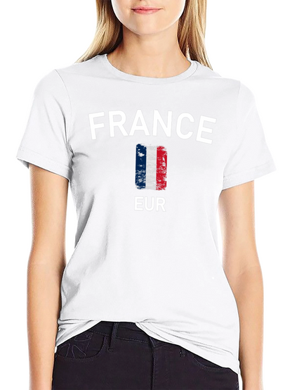 France Flag T-Shirt - Black Cotton Tee