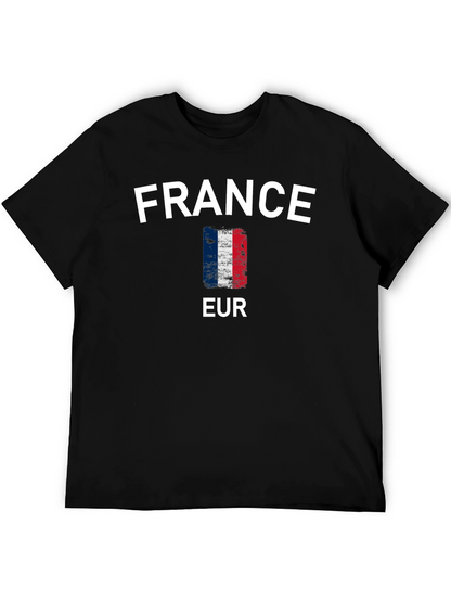 France Flag T-Shirt - Black Cotton Tee