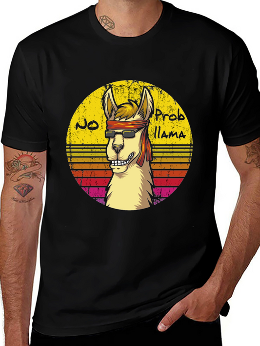 Cool Llama Graphic Tee - No Probllama Funny T-Shirt