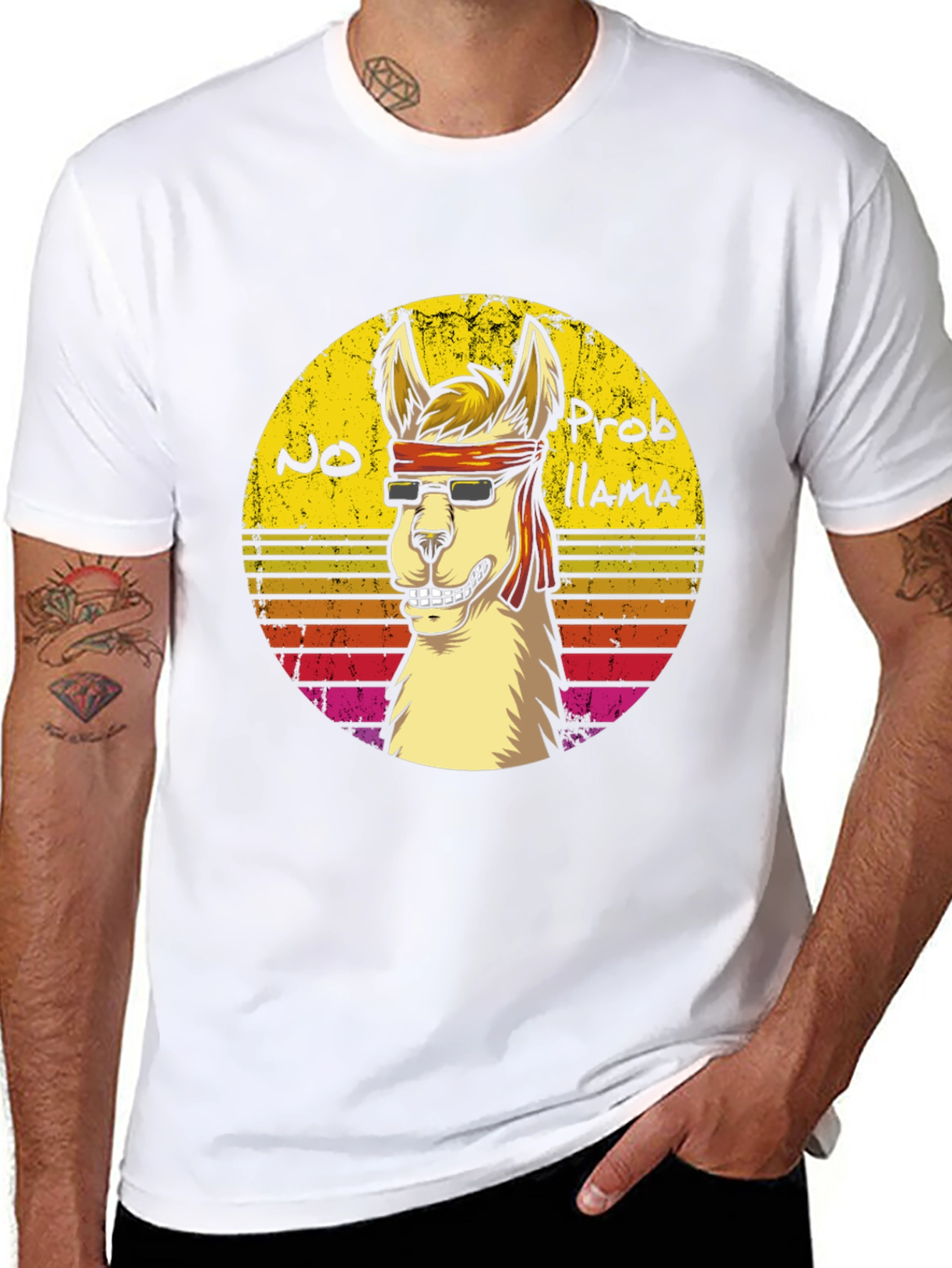 Cool Llama Graphic Tee - No Probllama Funny T-Shirt