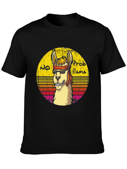 Cool Llama Graphic Tee - No Probllama Funny T-Shirt