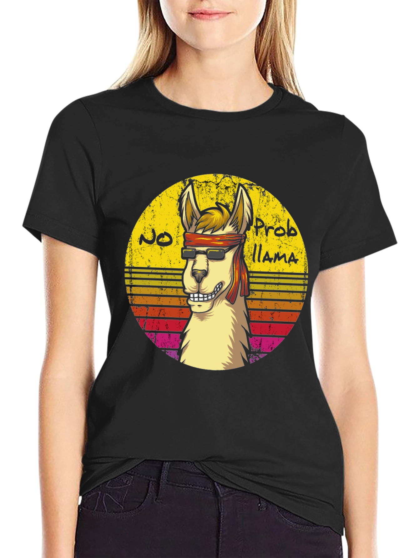 Cool Llama Graphic Tee - No Probllama Funny T-Shirt