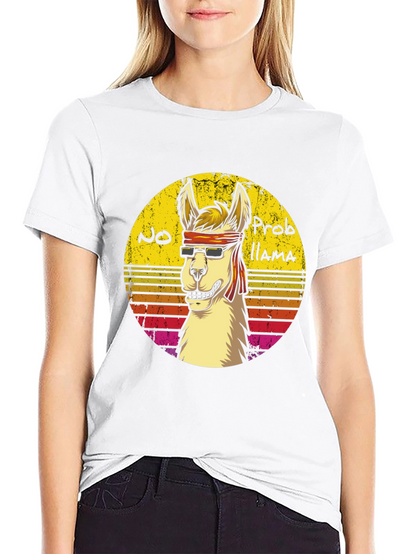 Cool Llama Graphic Tee - No Probllama Funny T-Shirt