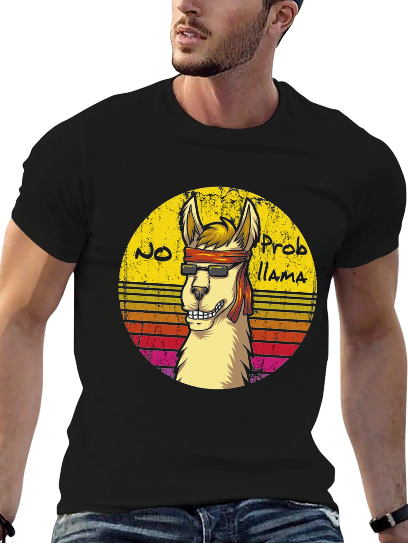Cool Llama Graphic Tee - No Probllama Funny T-Shirt