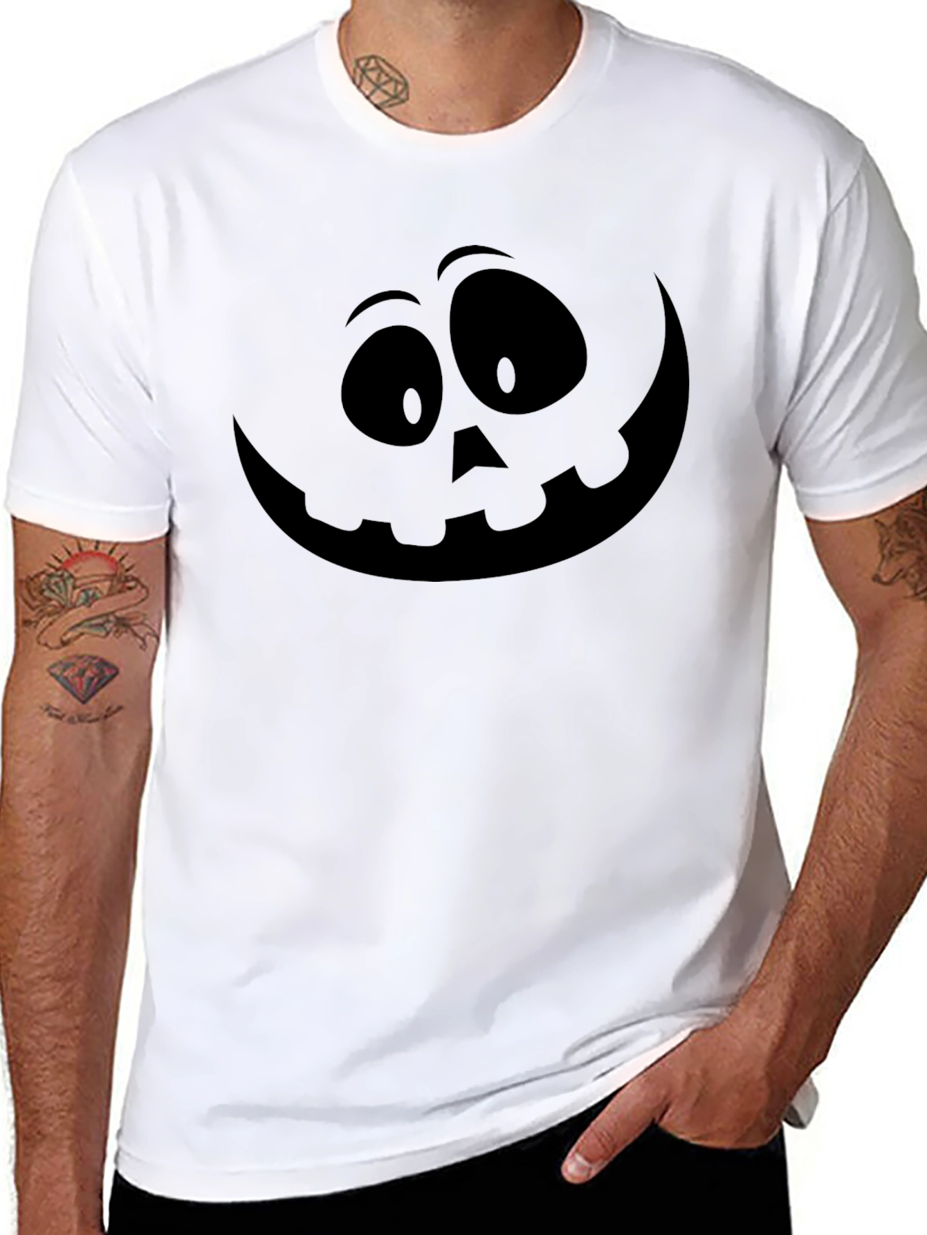 Halloween Pumpkin Face Black T-Shirt