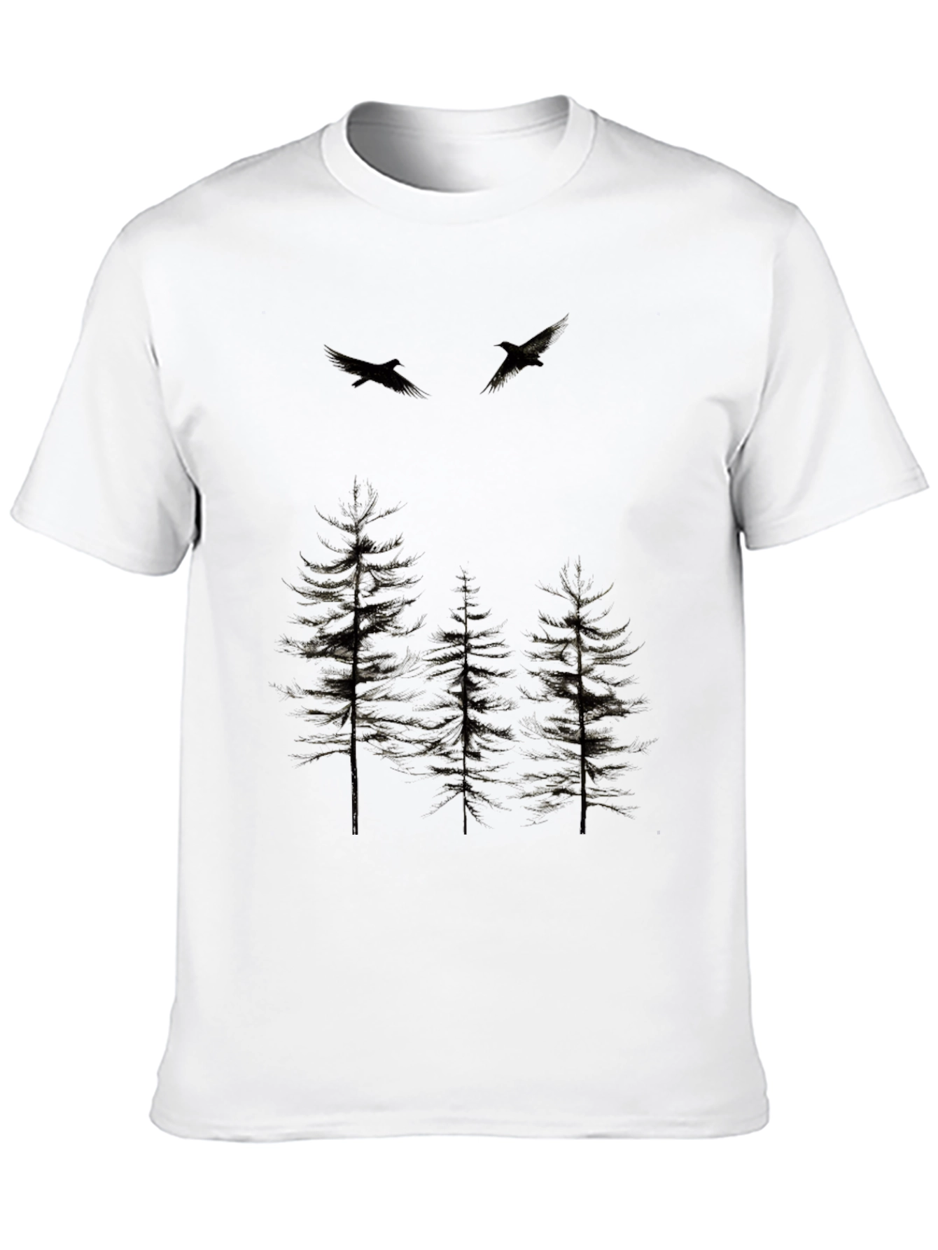 Mens Black Nature Print Crew Neck T-Shirt