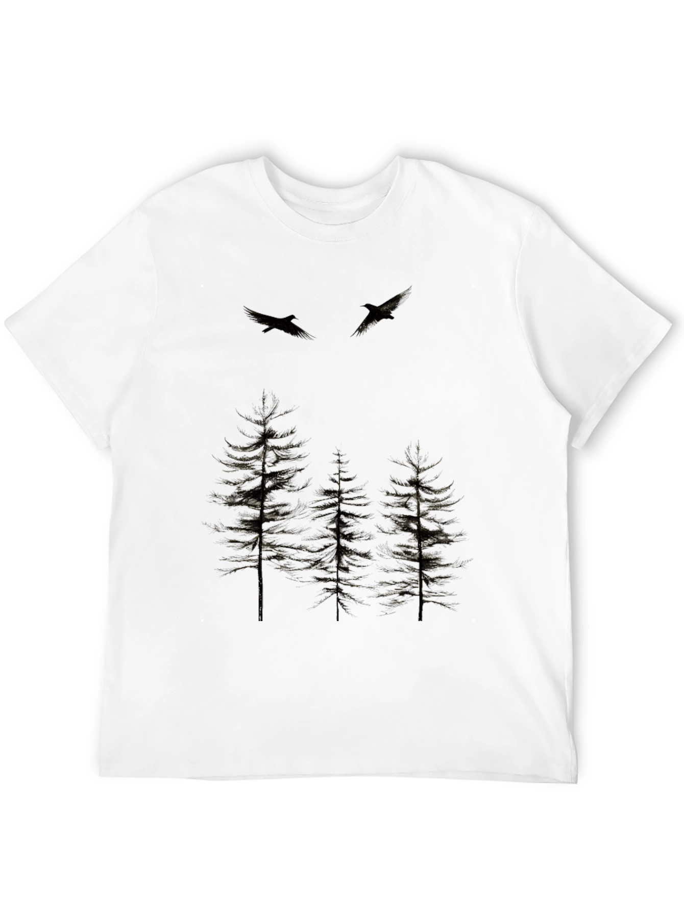 Mens Black Nature Print Crew Neck T-Shirt