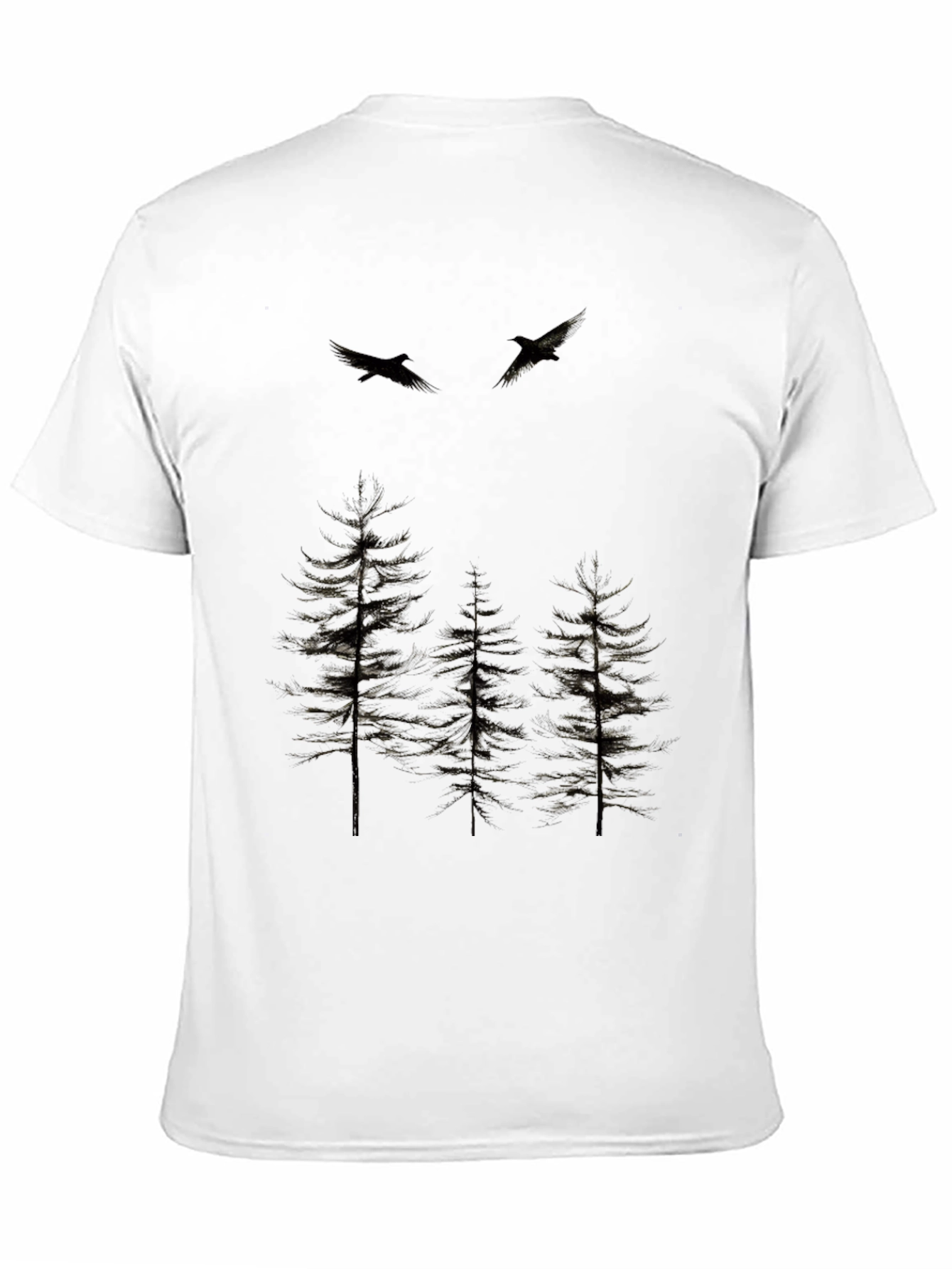 Mens Black Nature Print Crew Neck T-Shirt
