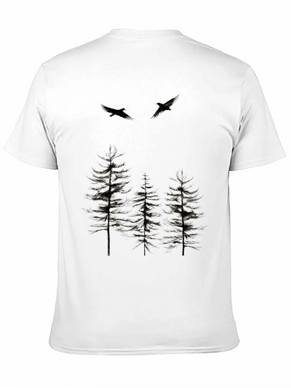 Mens Black Nature Print Crew Neck T-Shirt