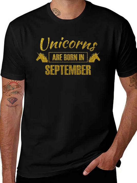 Unicorns Born in September Black T-Shirt