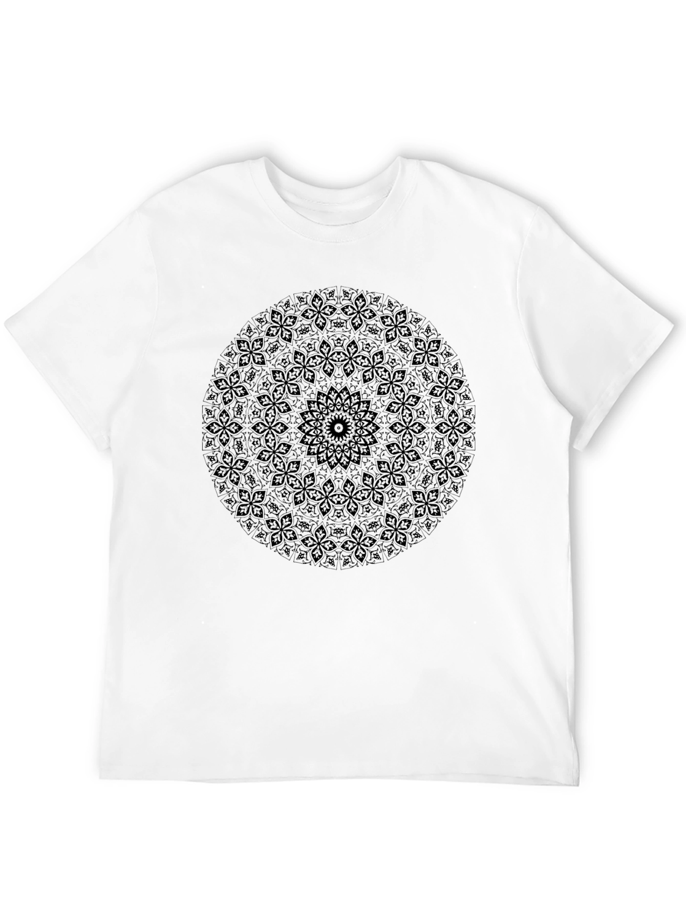 Black Mandala Graphic T-Shirt - Stylish Round Design