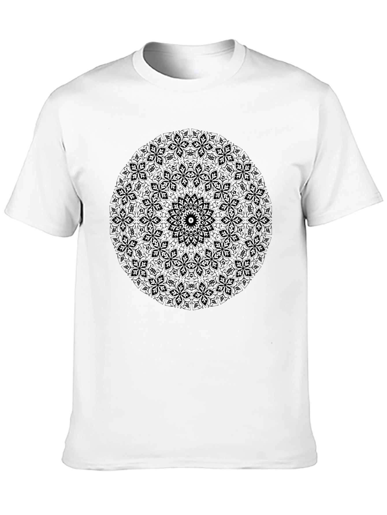 Black Mandala Graphic T-Shirt - Stylish Round Design