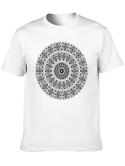 Black Mandala Graphic T-Shirt - Stylish Round Design