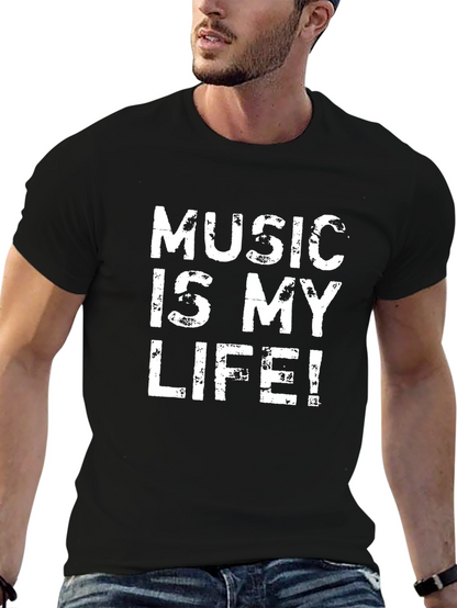 Music Is My Life T-Shirt - Black Cotton Tee