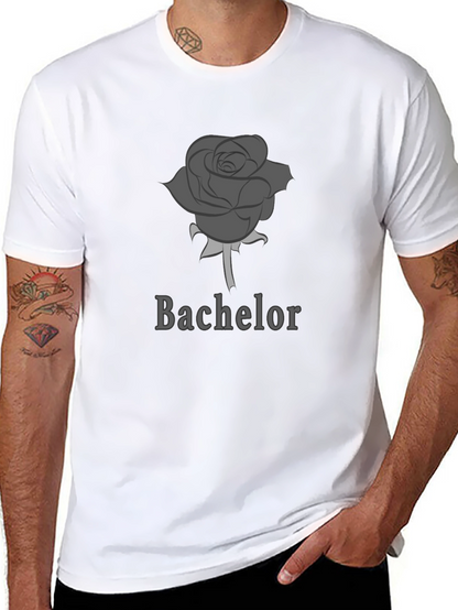 Bachelor Rose Graphic Tee - Soft Black Cotton