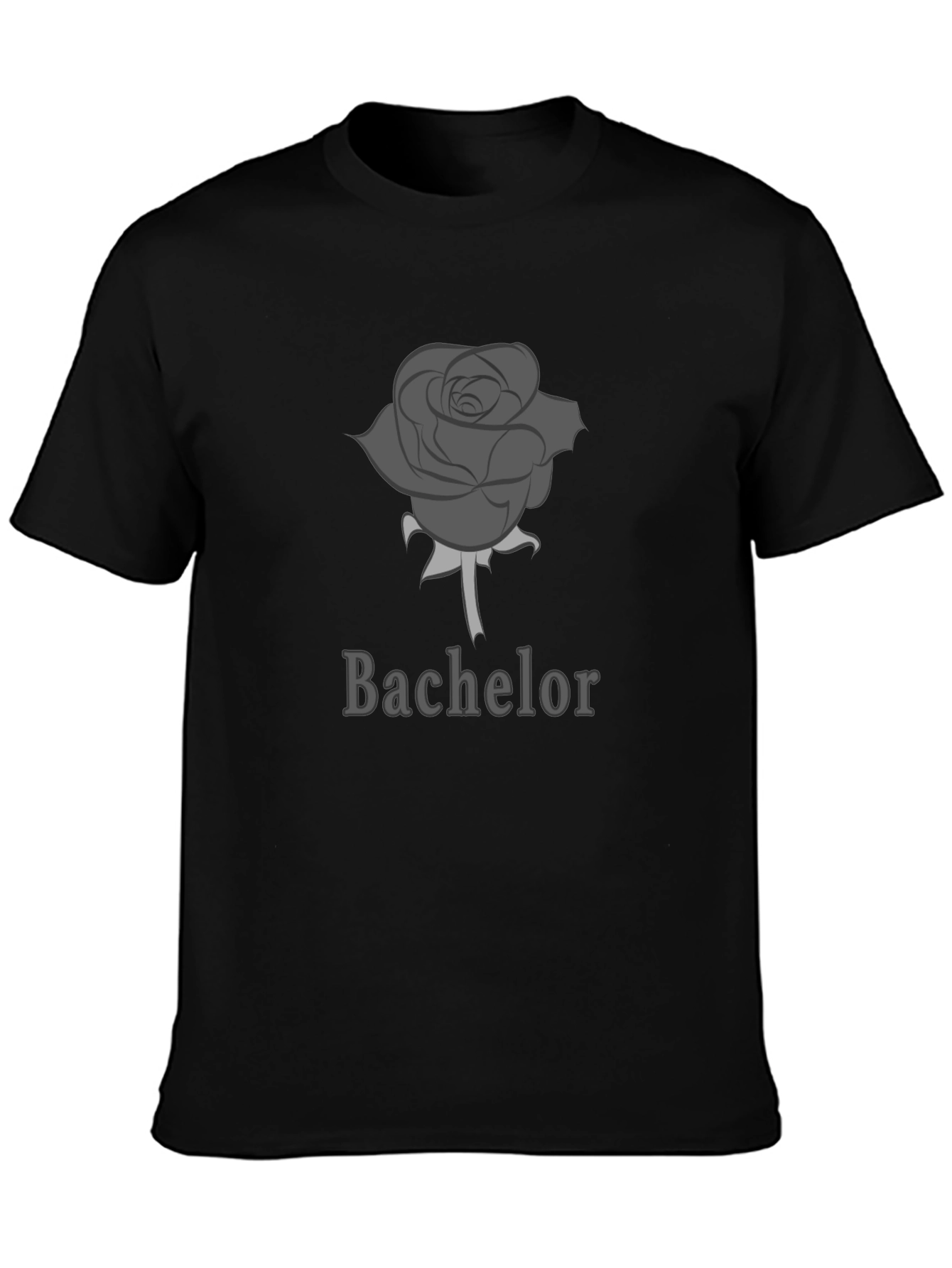 Bachelor Rose Graphic Tee - Soft Black Cotton