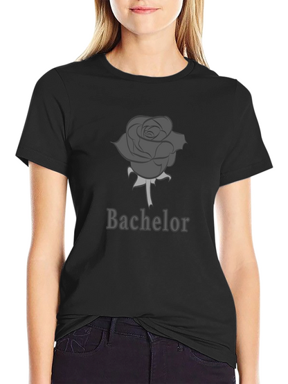 Bachelor Rose Graphic Tee - Soft Black Cotton