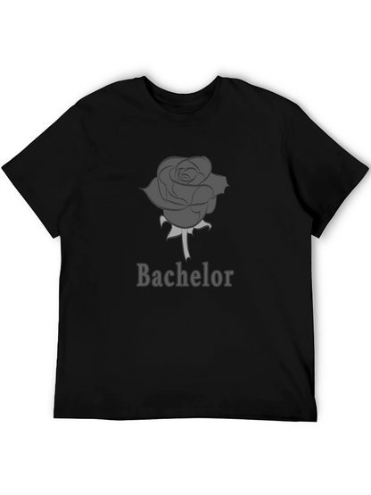 Bachelor Rose Graphic Tee - Soft Black Cotton