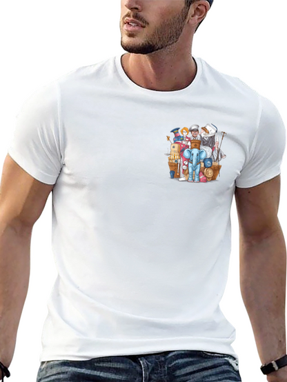 Quirky Cartoon Chest Print T-Shirt