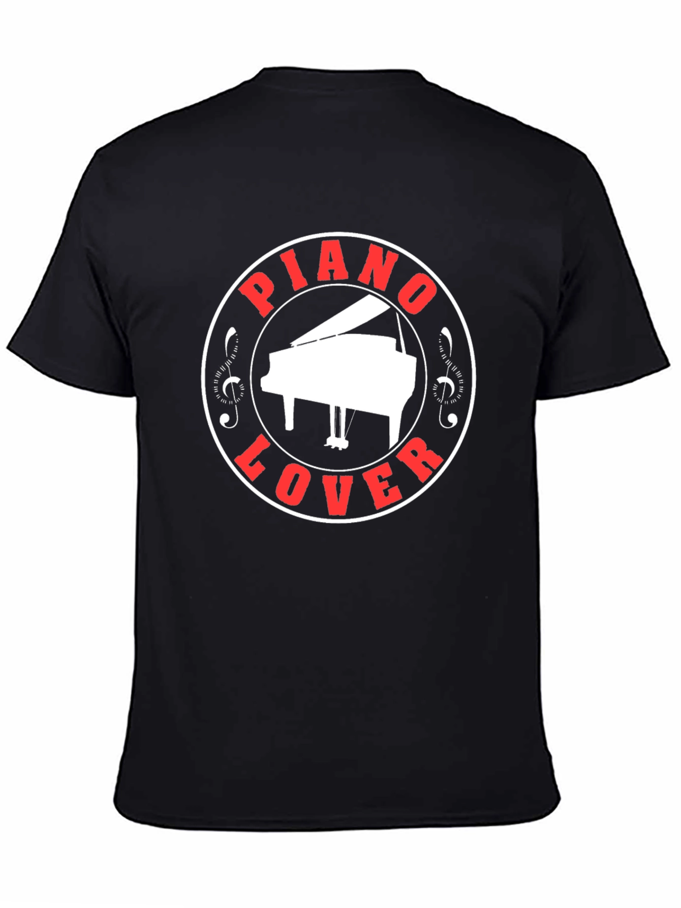 Piano Lover Graphic Tee - Black Cotton T-Shirt