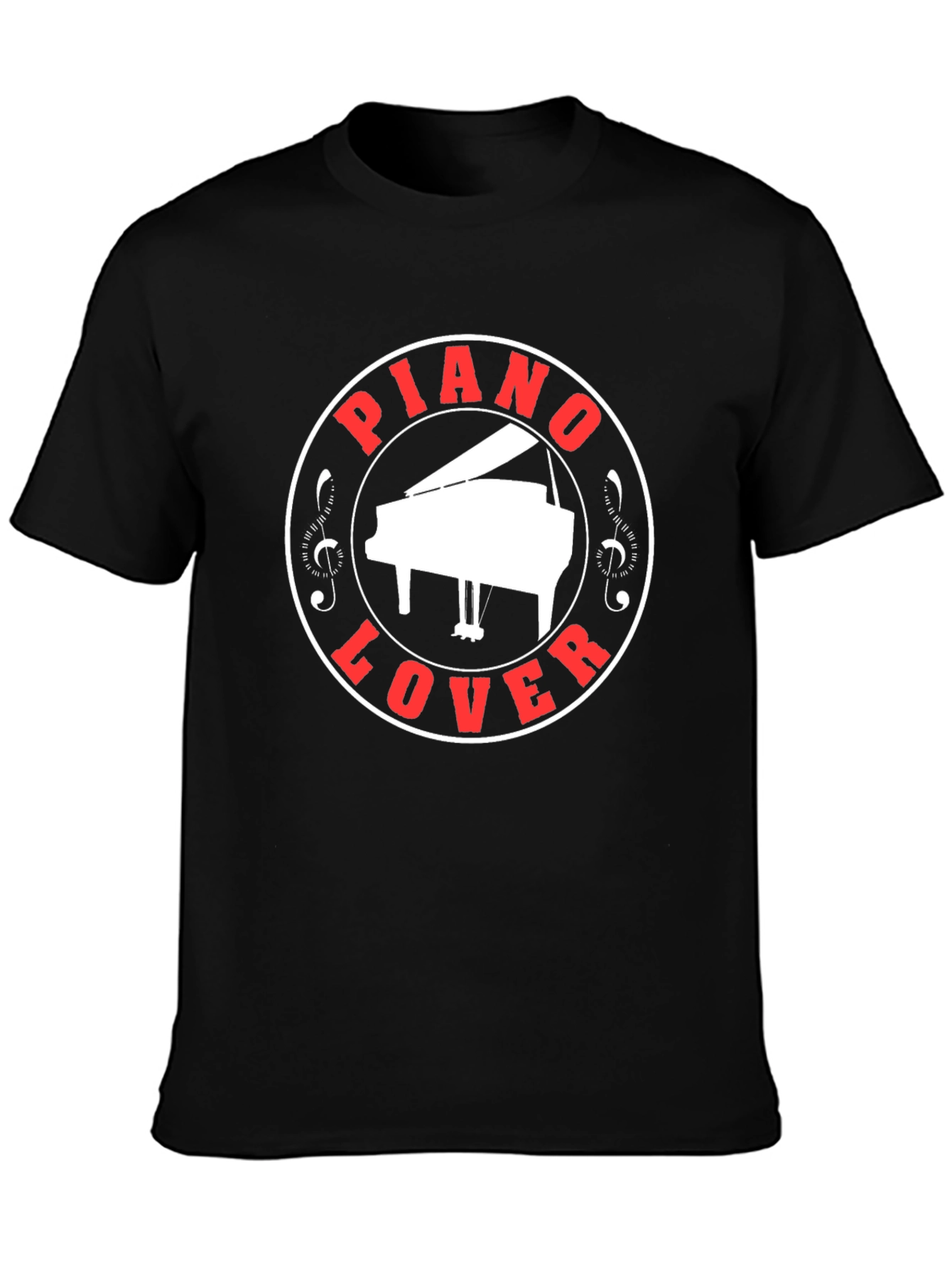 Piano Lover Graphic Tee - Black Cotton T-Shirt