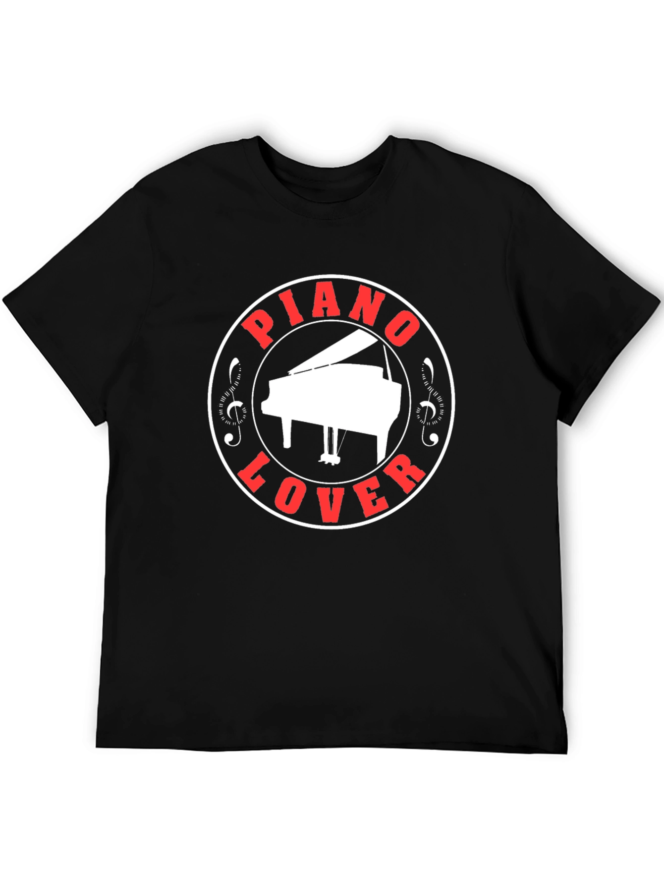 Piano Lover Graphic Tee - Black Cotton T-Shirt