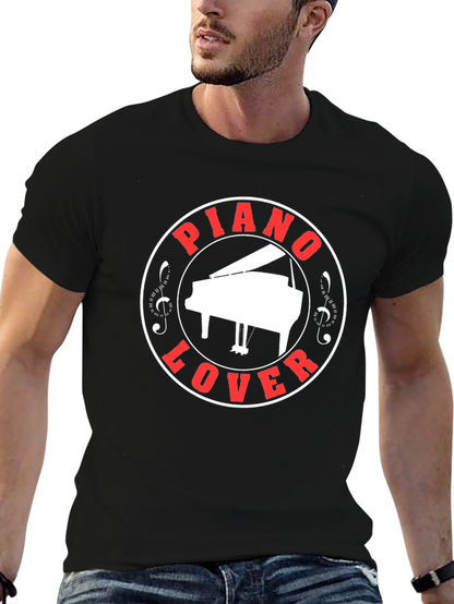 Piano Lover Graphic Tee - Black Cotton T-Shirt