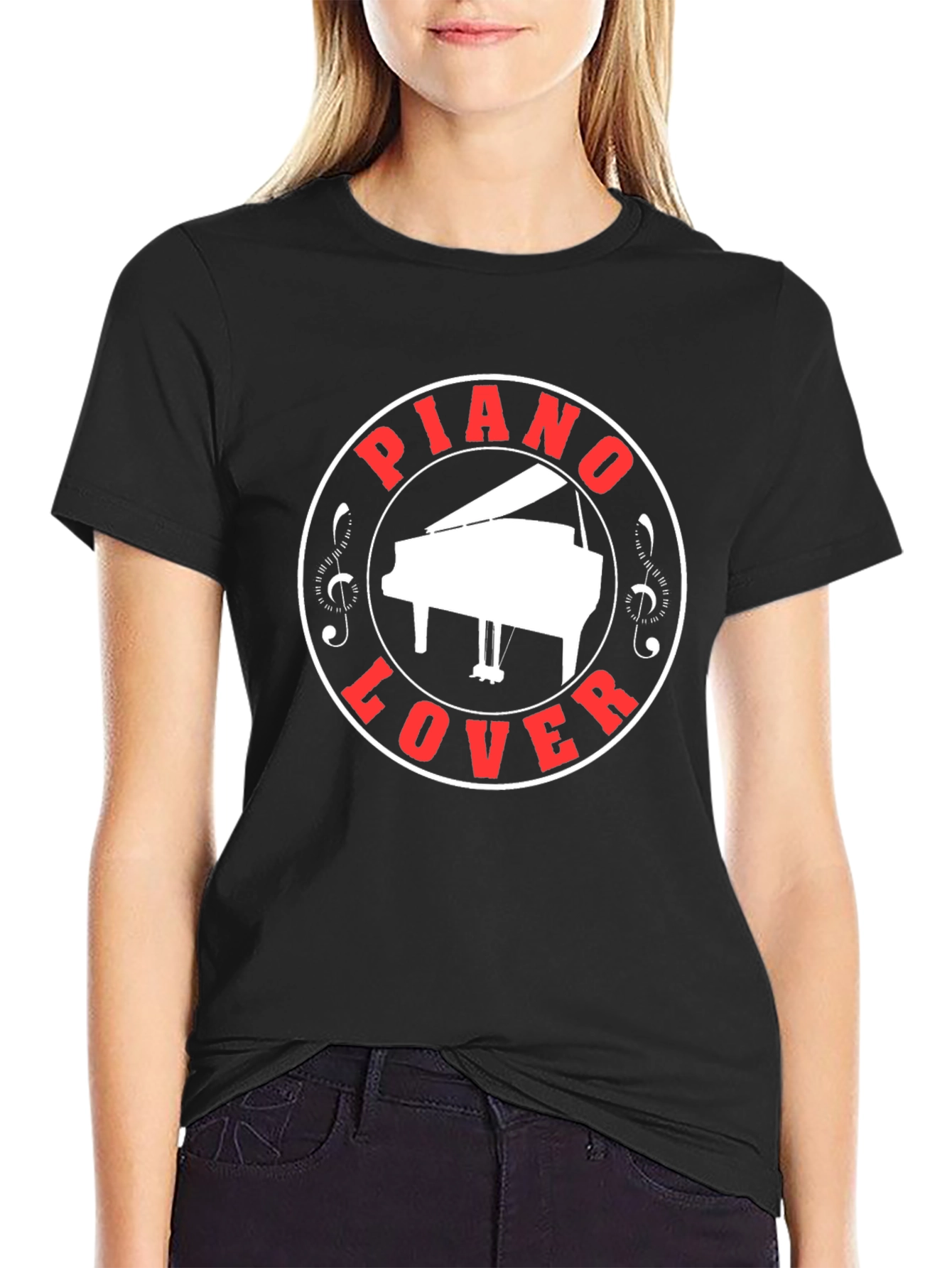 Piano Lover Graphic Tee - Black Cotton T-Shirt