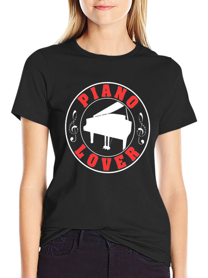 Piano Lover Graphic Tee - Black Cotton T-Shirt