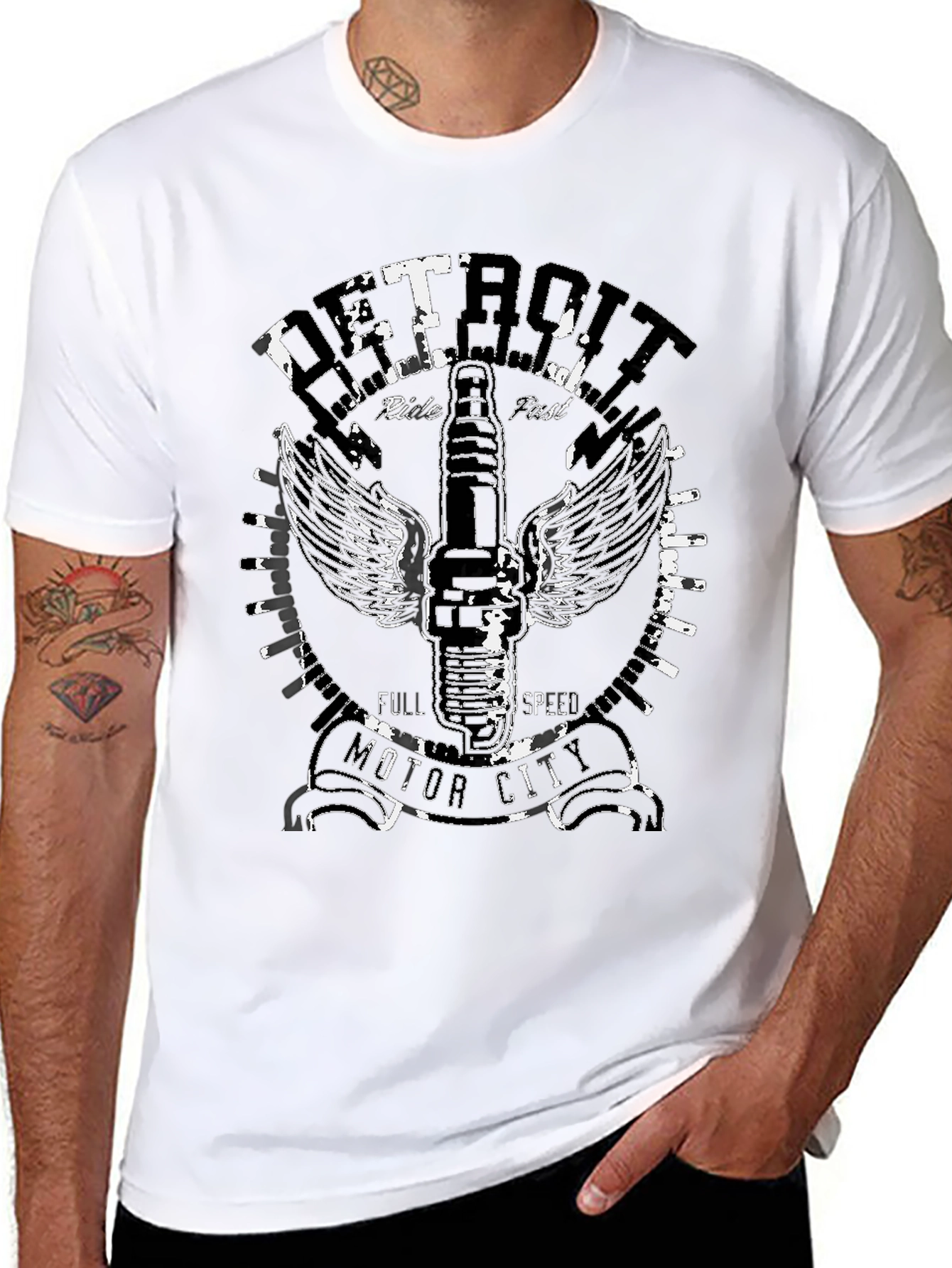 Detroit Motor City Black Graphic Tee