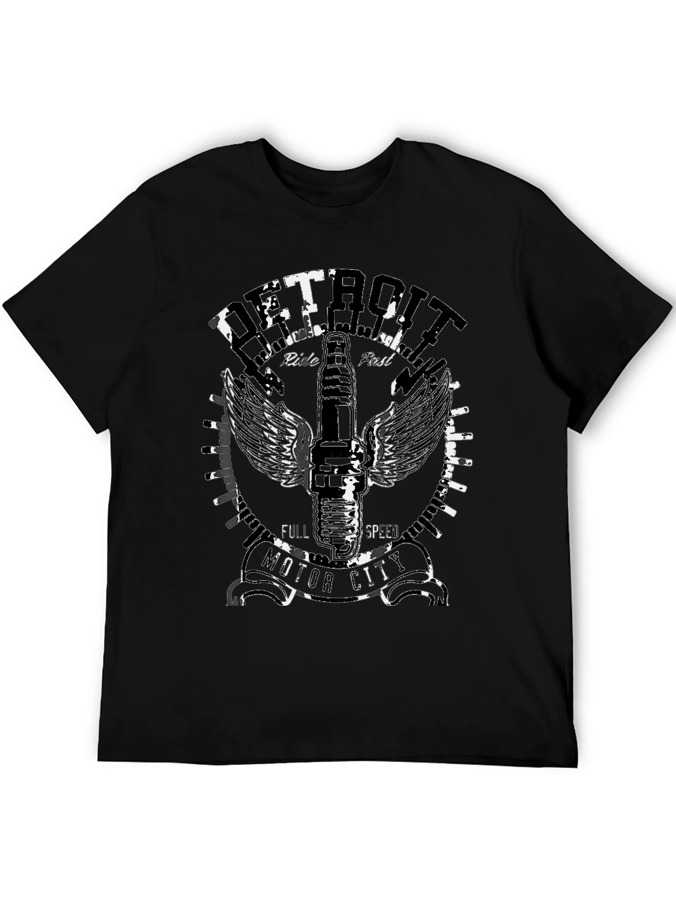 Detroit Motor City Black Graphic Tee