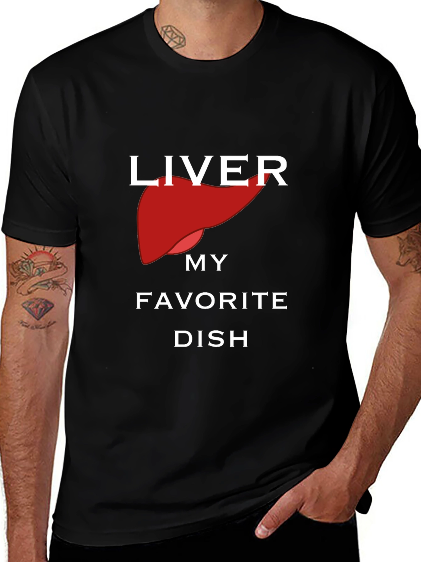Liver My Favorite Dish Black Graphic T-Shirt