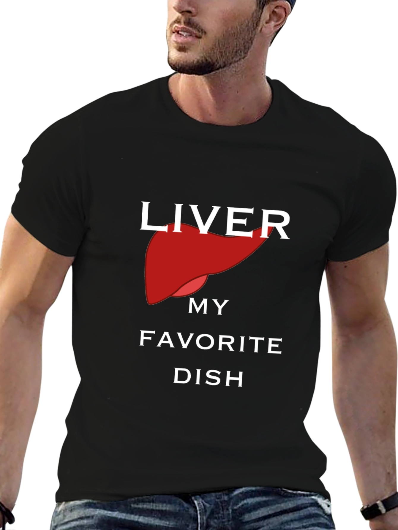 Liver My Favorite Dish Black Graphic T-Shirt
